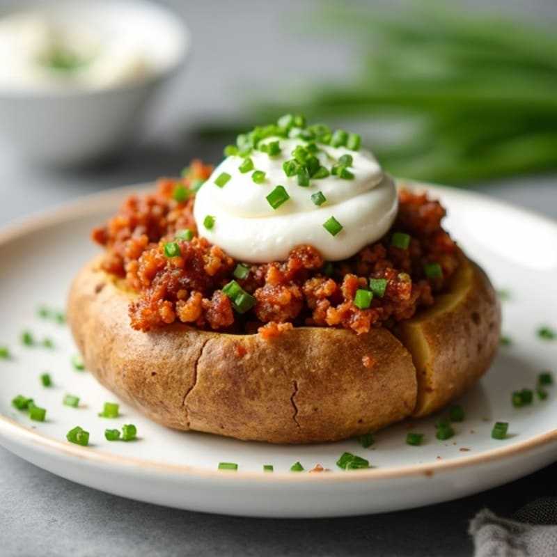 Lean Ground Turkey Loaded Baked Potatoes with Fresh Chives