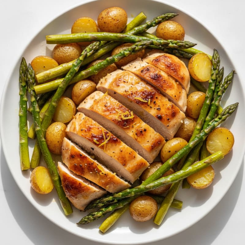 Lemon Herb Roasted Chicken with Asparagus
