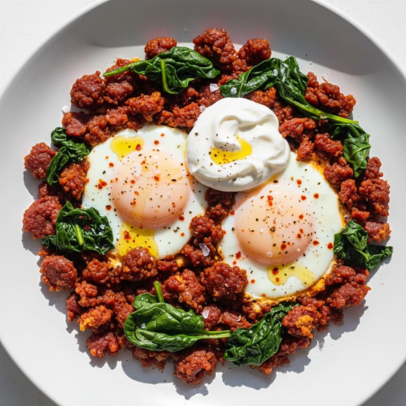 Creamy Baked Eggs with Smoky Chorizo