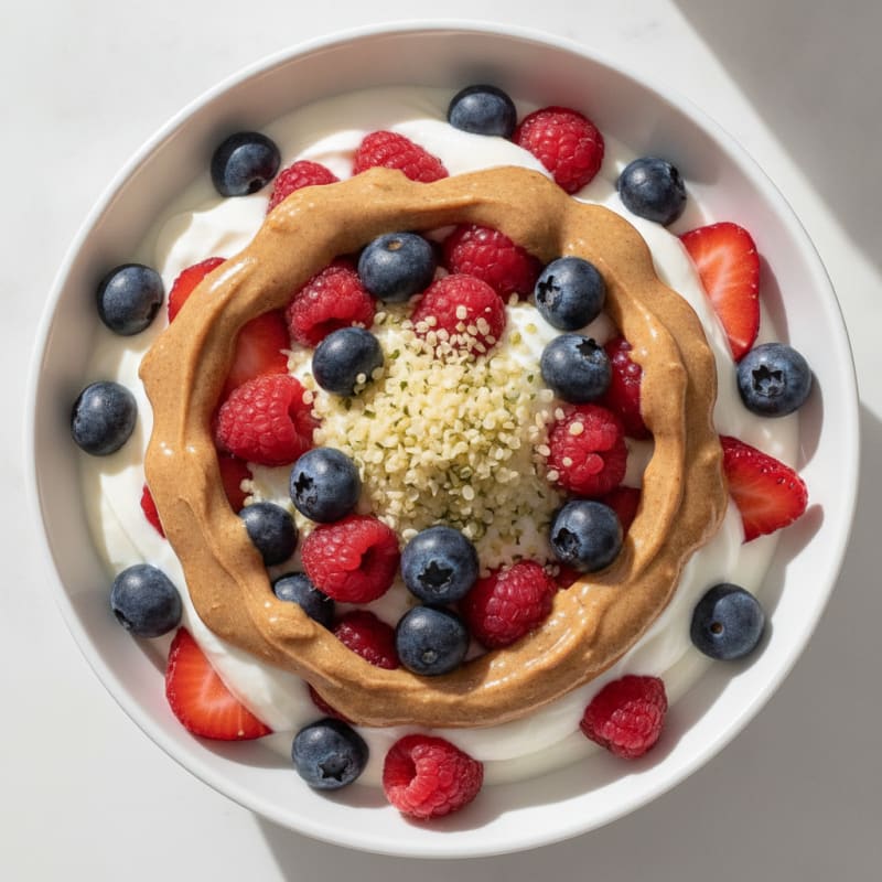 Creamy Greek Yogurt Parfait with Mixed Berries and Almond Butter
