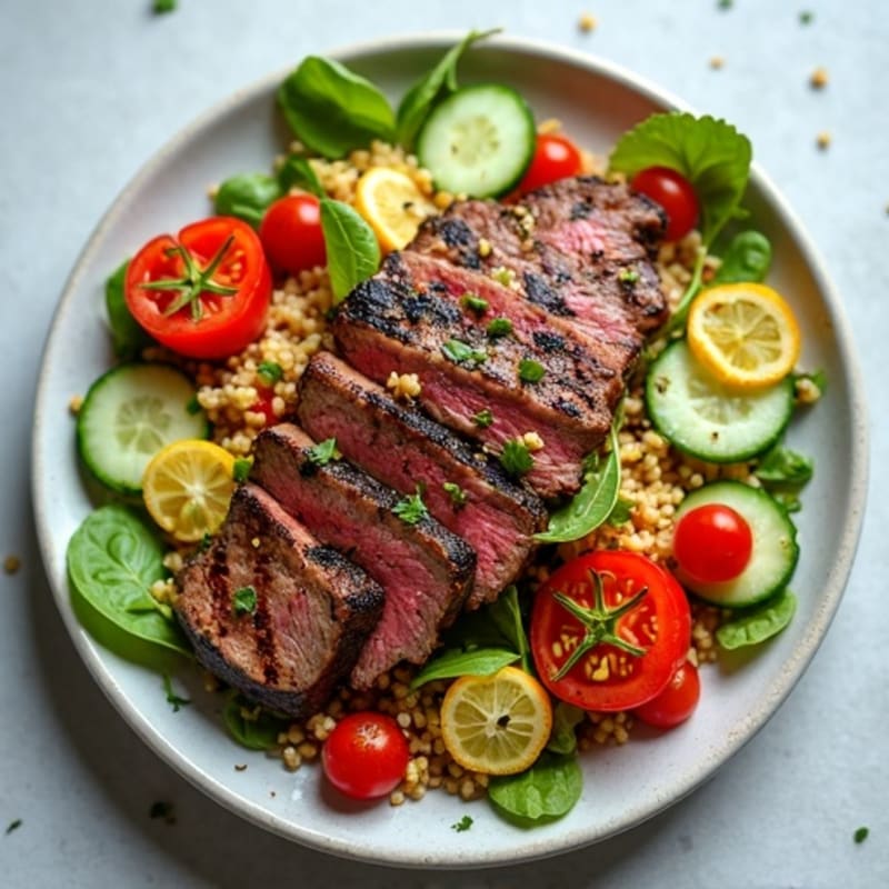 Grilled Beef and Quinoa Salad with Crunchy Vegetables