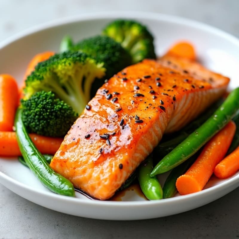Honey-Ginger Glazed Salmon with Sesame Vegetables