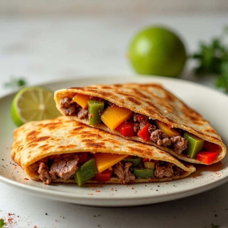 Spicy Lime Steak Quesadilla with Bell Peppers