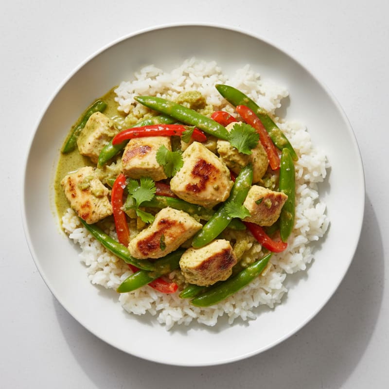 Green Curry Chicken with Coconut Rice