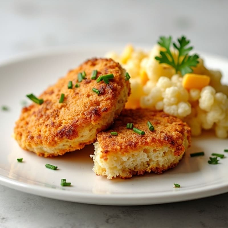 Crispy Almond-Crusted Chicken with Herbed Cauliflower Biscuits