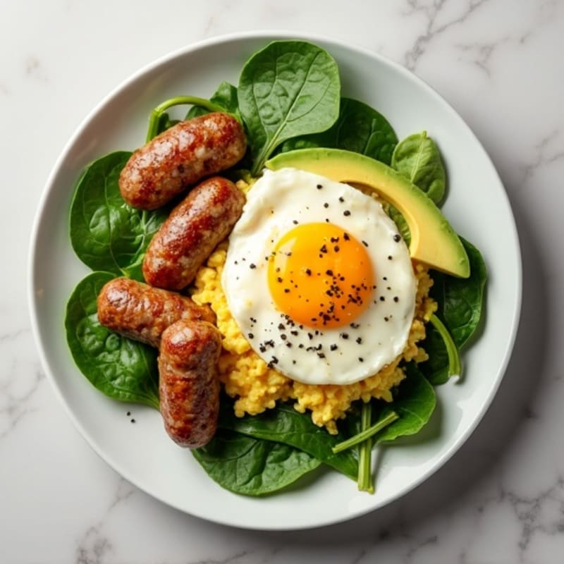 Egg White and Turkey Sausage Scramble with Spinach