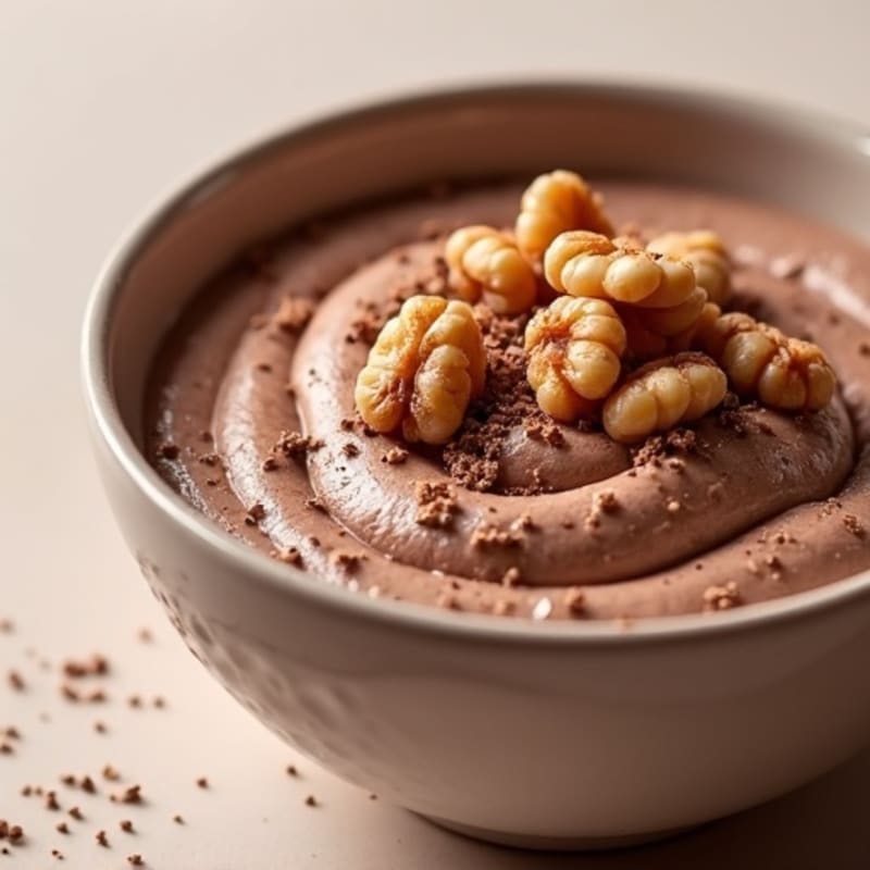 Silky Protein Chocolate Pudding with Toasted Walnuts
