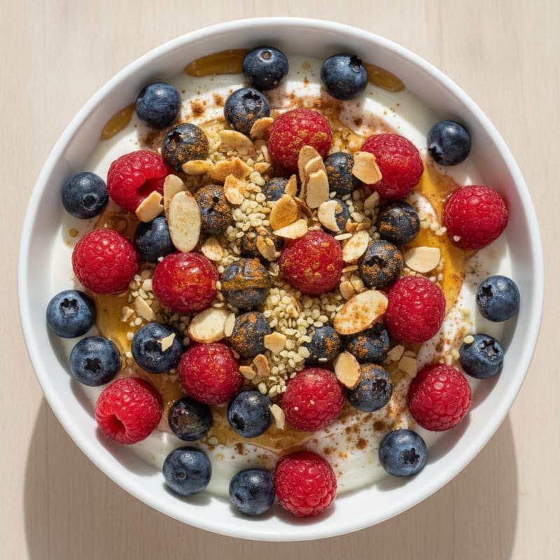 High-Protein Greek Yogurt Bowl with Berries and Hemp Hearts