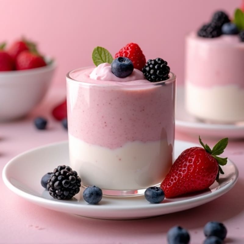 Greek Yogurt Protein Mousse with Mixed Berries