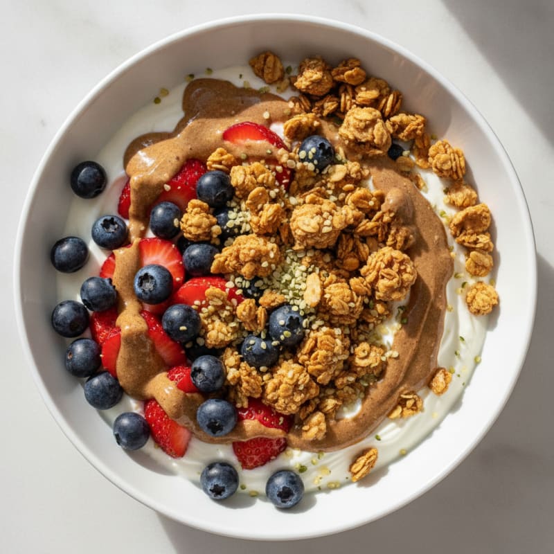 Greek Yogurt Bowl with Mixed Berries and Almond Butter