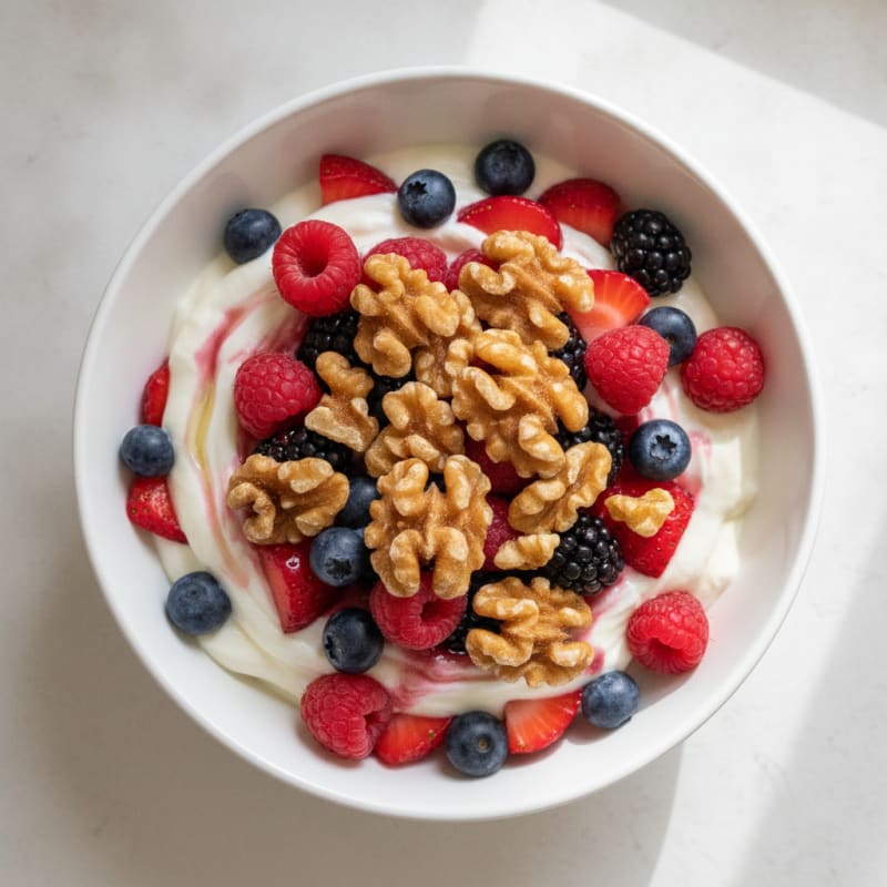 Greek Yogurt Parfait with Mixed Berries and Whey Protein