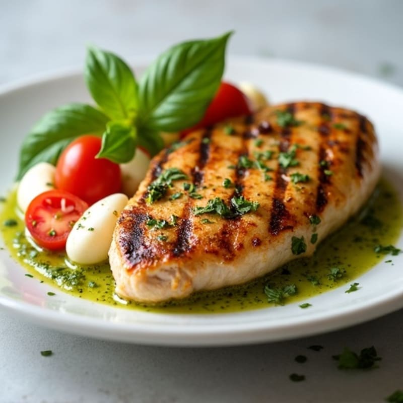 Grilled Chicken with Fresh Caprese and Basil Pesto