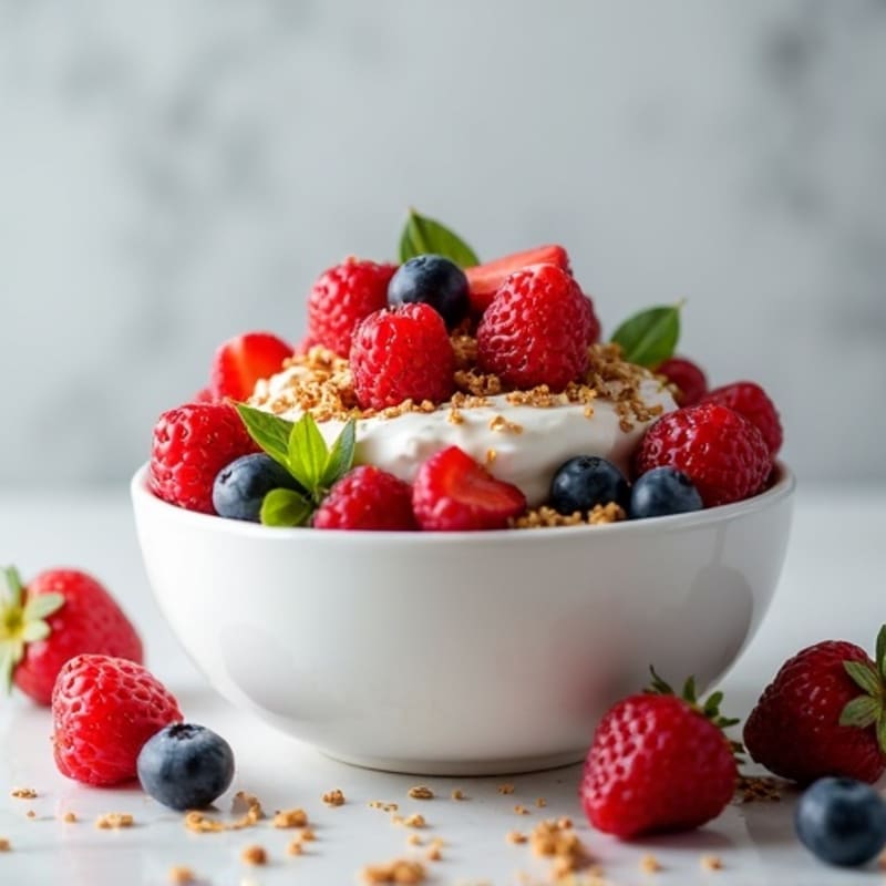 Creamy Greek Yogurt Parfait with Mixed Berries and Hemp Seeds