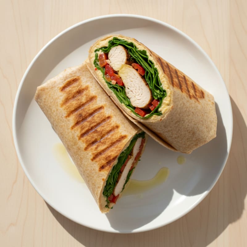 Grilled Turkey and Veggie Wrap with Spinach