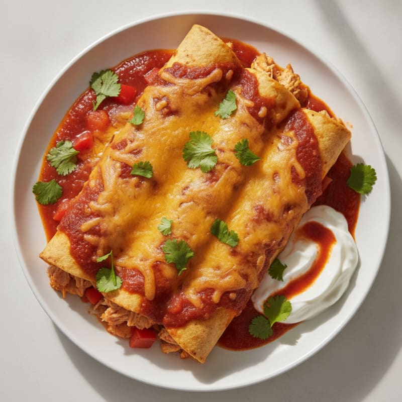 Chicken Enchiladas with Red Chili Sauce