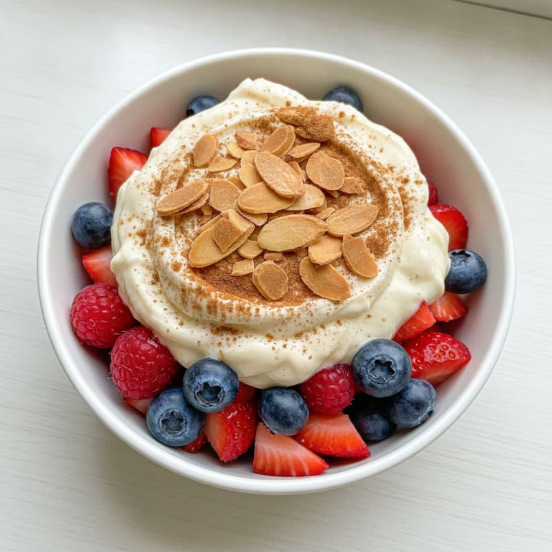 Greek Yogurt Protein Parfait with Mixed Berries and Almonds