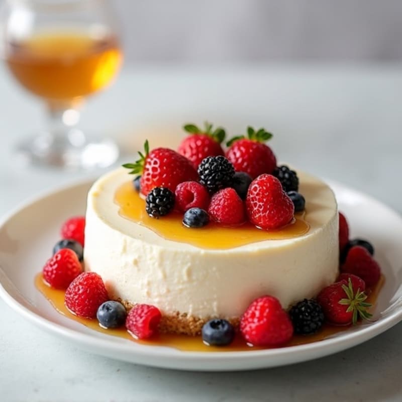 Greek Yogurt Protein Cheesecake with Mixed Berries