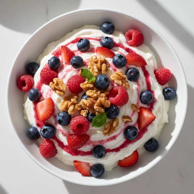 Silky Greek Yogurt Protein Pudding with Mixed Berries