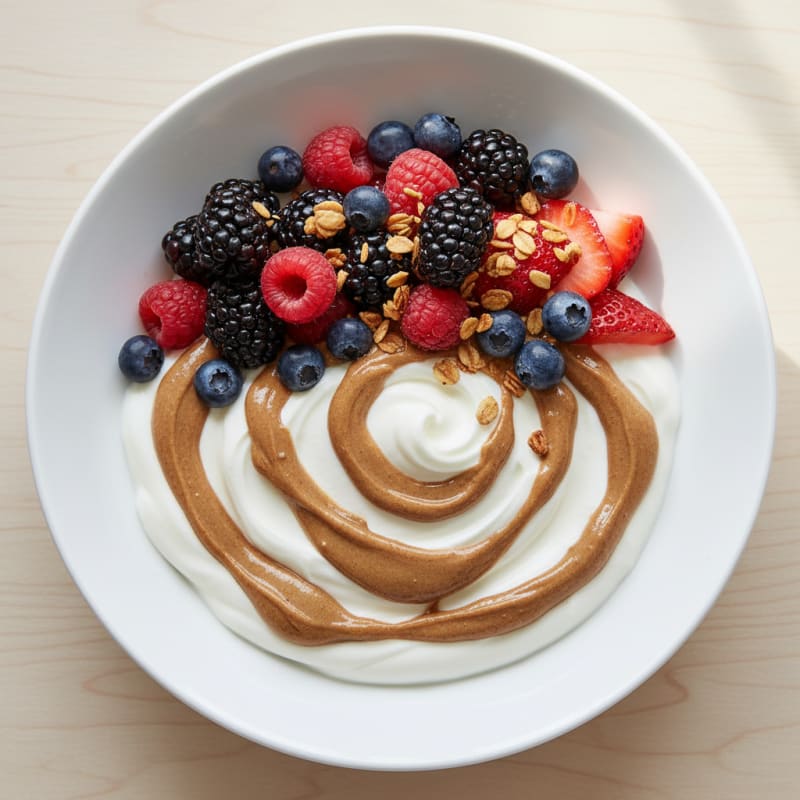 Greek Yogurt Bowl with Mixed Berries and Almond Butter