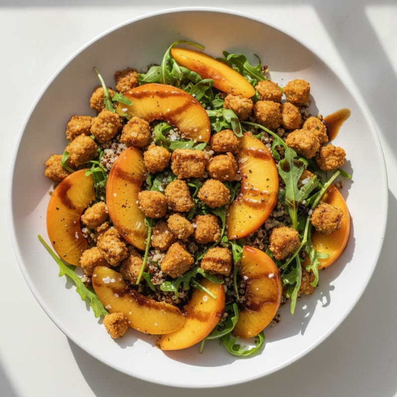 Pan-Seared Soy Granulat with Fresh Fruit