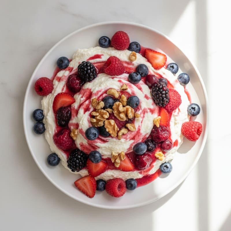 Silky Greek Yogurt Protein Mousse with Mixed Berries
