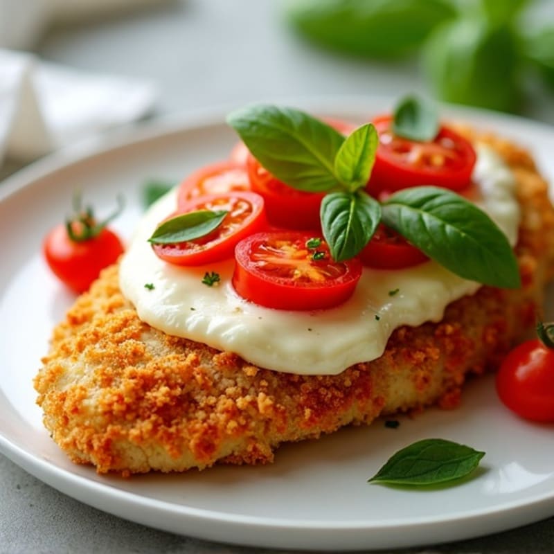 Crispy Baked Chicken with Fresh Tomato-Basil and Melted Mozzarella