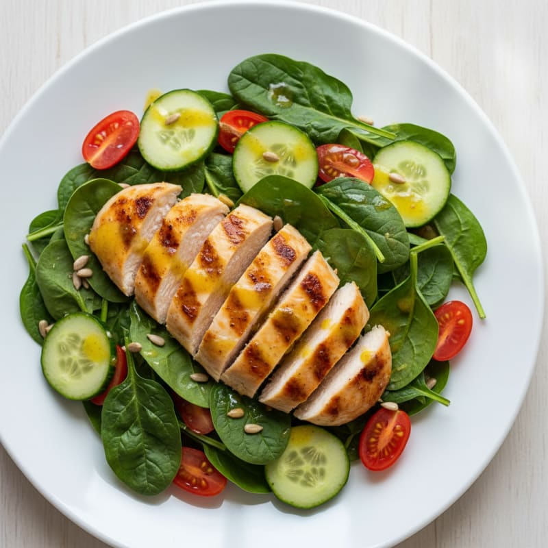 Grilled Chicken Spinach Salad with Lemon Vinaigrette