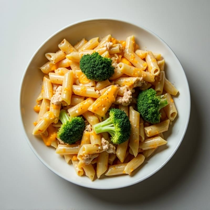 High-Protein Cheesy Chicken Pasta with Roasted Broccoli