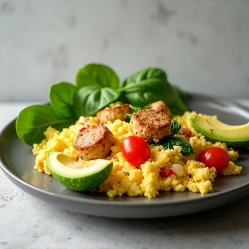 Egg White and Turkey Sausage Scramble with Spinach