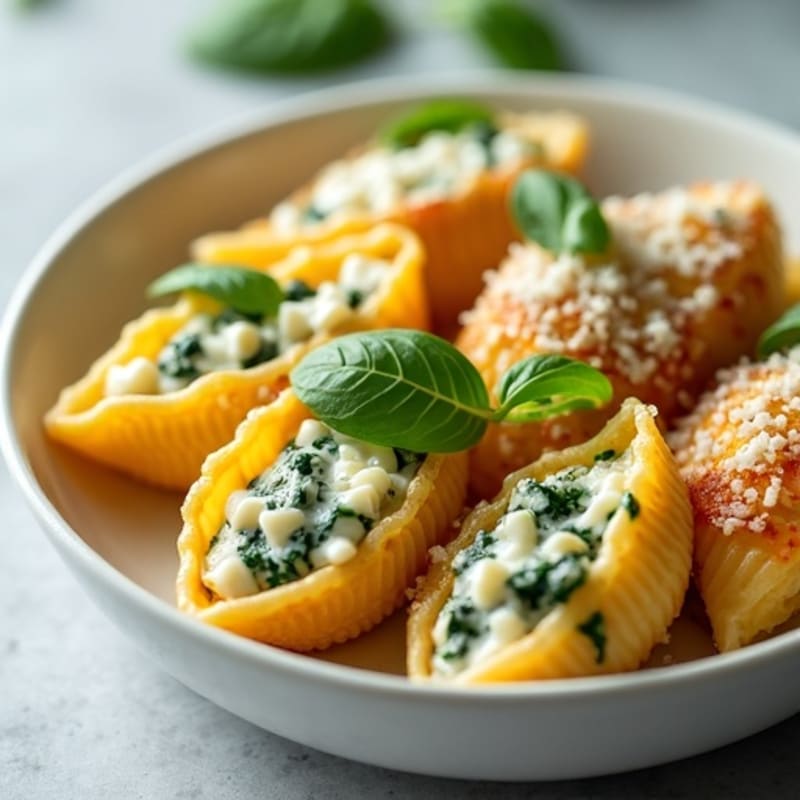Creamy Spinach Ricotta Stuffed Pasta Shells