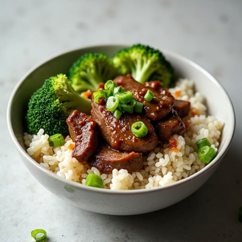 Garlic Ginger Beef and Broccoli Rice Bowl