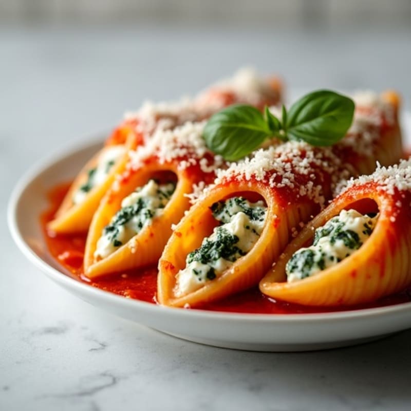 Healthy Creamy Spinach Ricotta Stuffed Shells