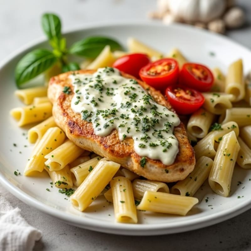 Creamy Pesto Chicken with Whole Wheat Pasta