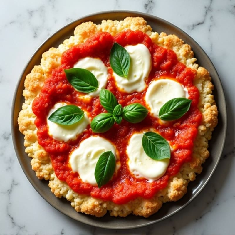 Cauliflower Crust Margherita Pizza with Fresh Basil
