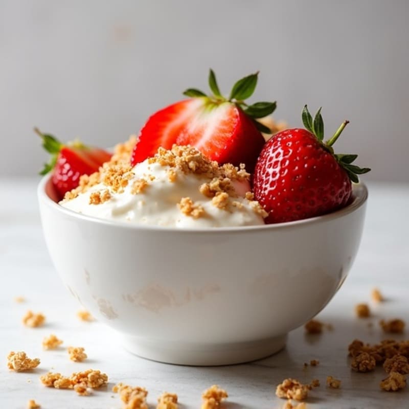 Protein-Packed Greek Yogurt Strawberry Shortcake Bowl