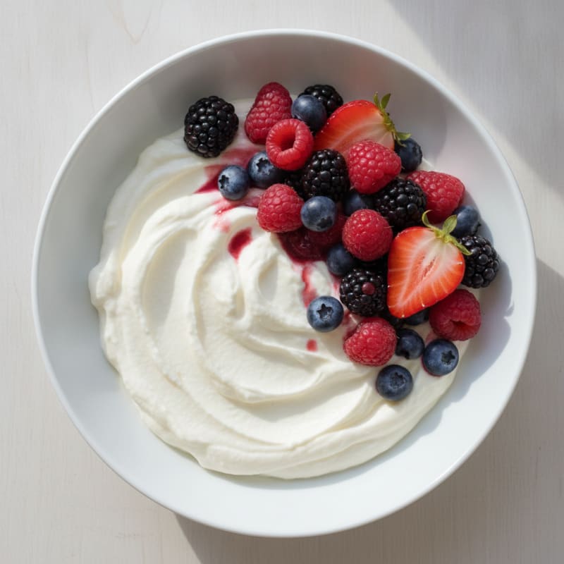 Silky Greek Yogurt Protein Mousse with Mixed Berries