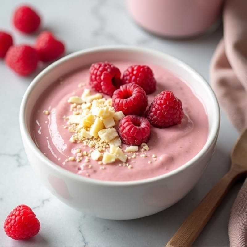 Creamy Raspberry White Chocolate Protein Pudding