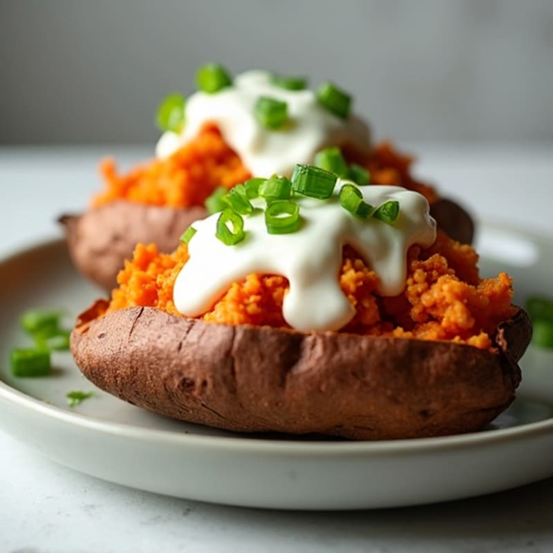 Creamy Buffalo Chicken Stuffed Sweet Potatoes