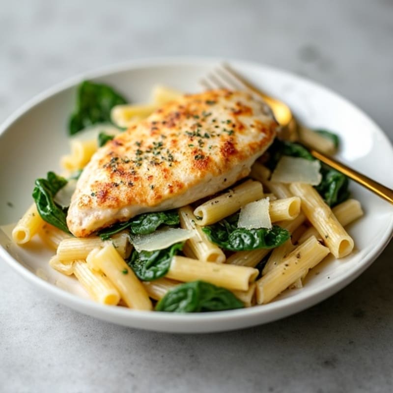 Healthy Creamy Garlic Parmesan Chicken Pasta