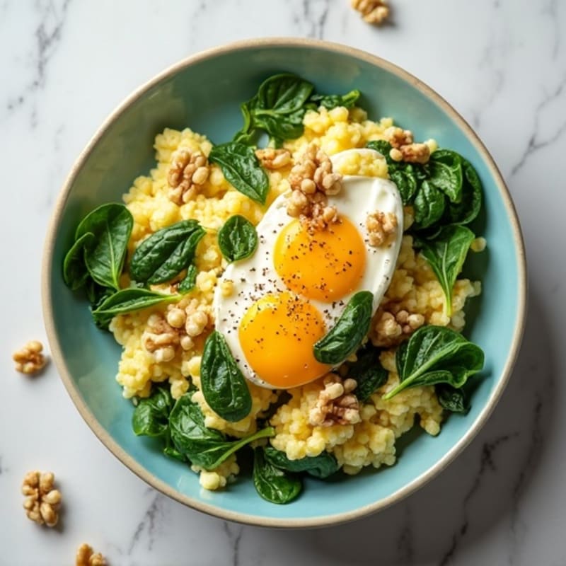 Egg White and Spinach Scramble with Cottage Cheese