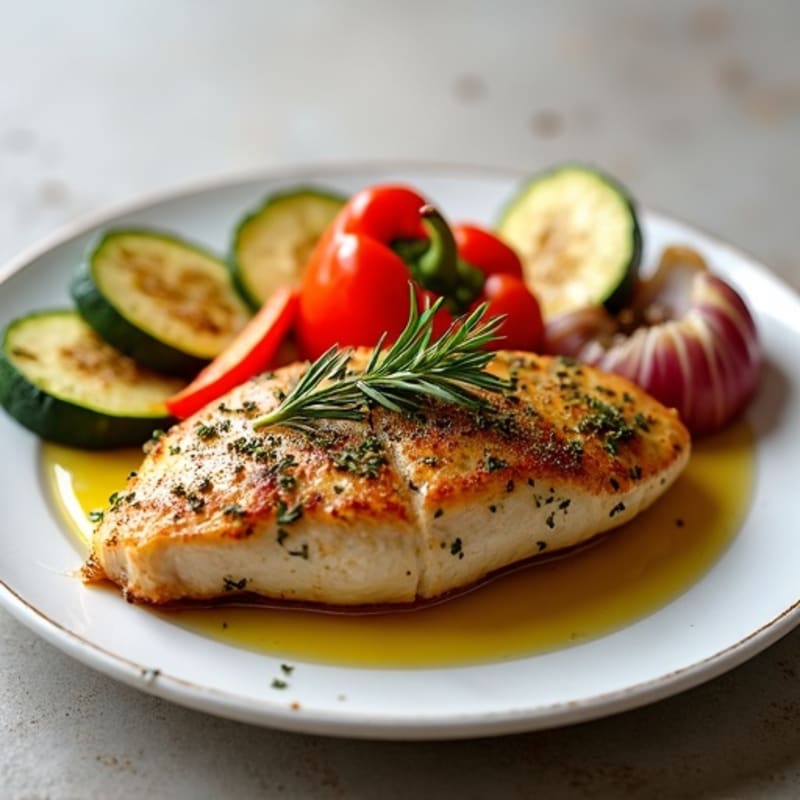 Herb-Crusted Pan Seared Chicken with Roasted Vegetables