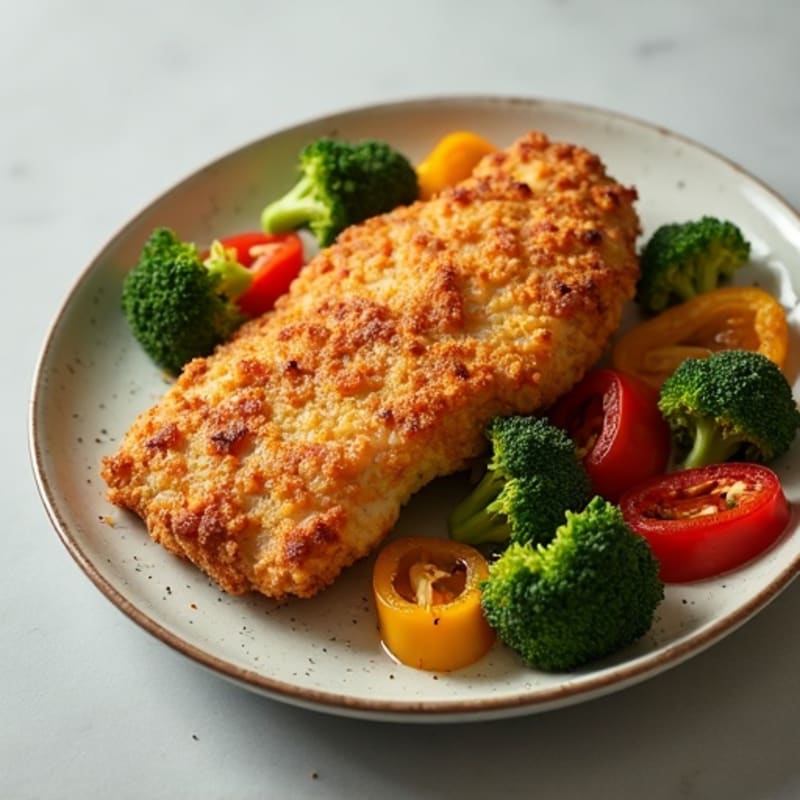 Crispy Baked Buttermilk Chicken with Roasted Vegetables