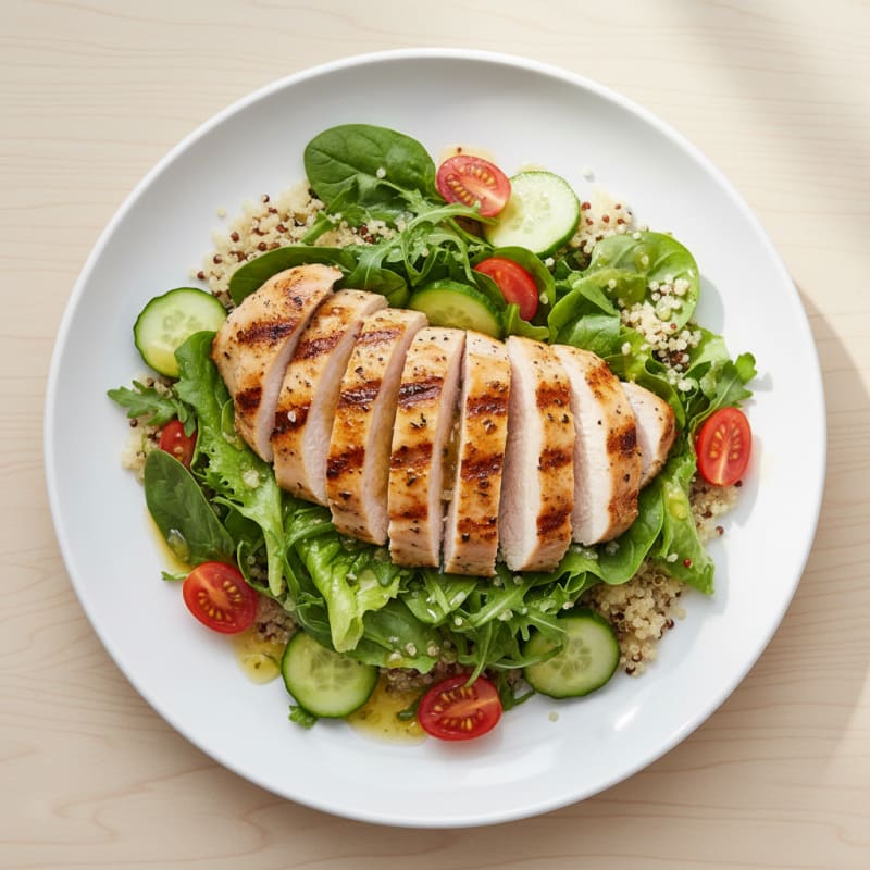 Grilled Turkey Breast with Fresh Greens and Quinoa