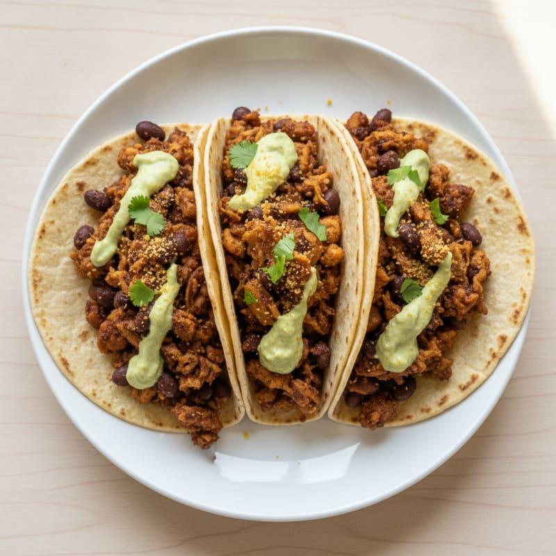 Jackfruit Carnitas Tacos with Avocado Crema