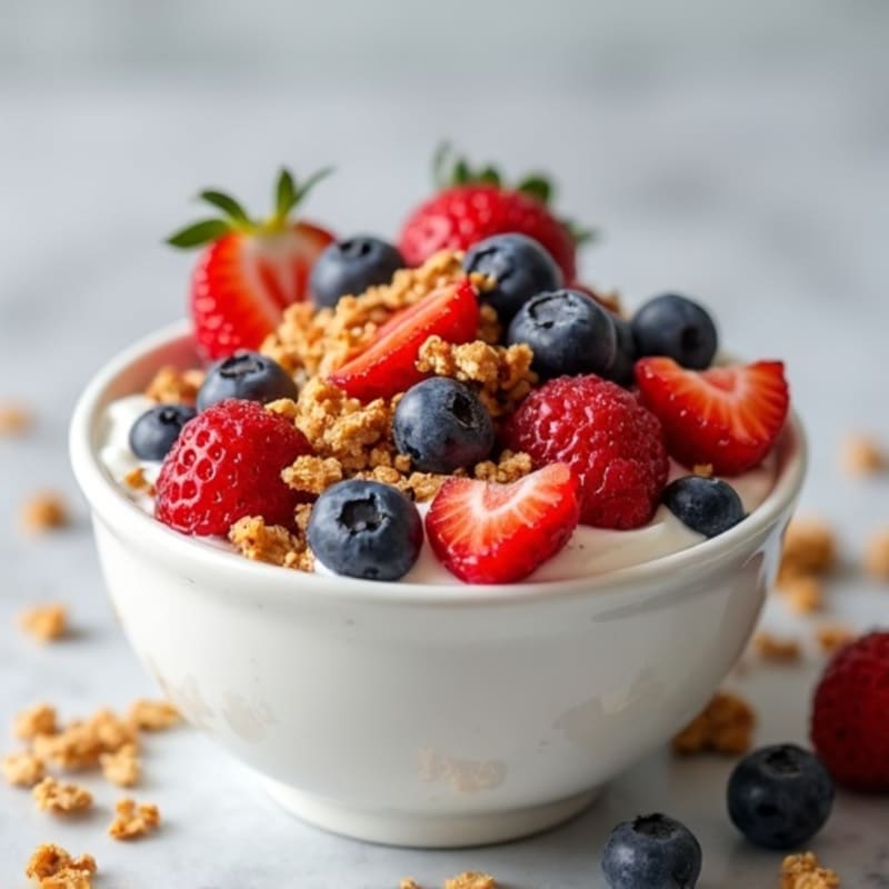 Creamy Greek Yogurt with Fresh Berries and Crunchy Granola