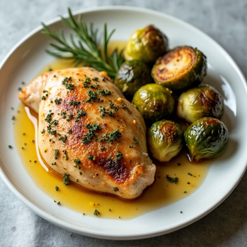 Garlic Herb Roasted Chicken and Crispy Brussels Sprouts