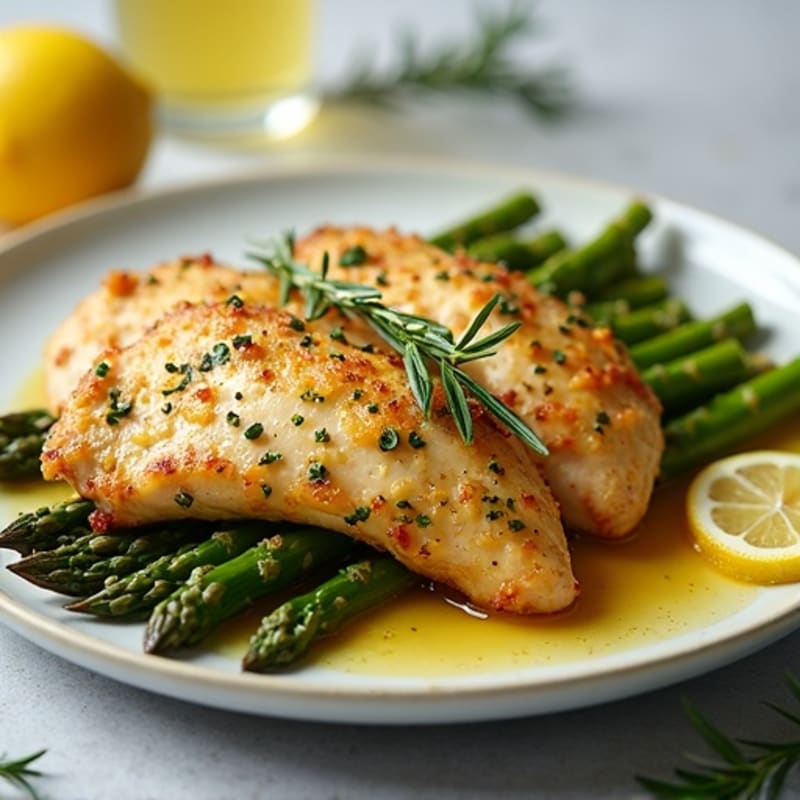 Lemon Herb Roasted Chicken with Crispy Asparagus