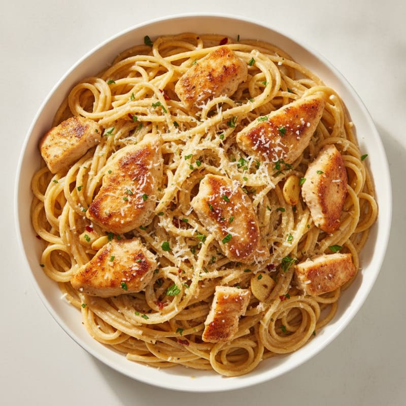 Classic Garlic Parmesan Pasta with Herbed Chicken