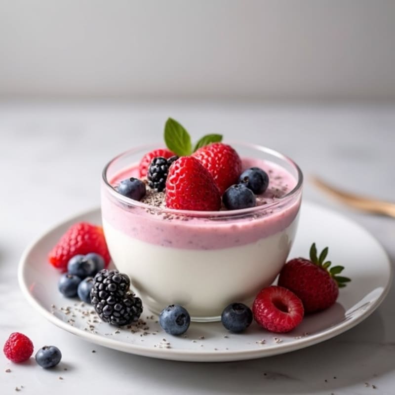 Silky Greek Yogurt Protein Pudding with Mixed Berries
