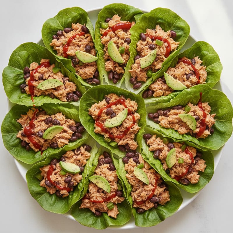 Spicy Tuna and Black Bean Lettuce Wraps